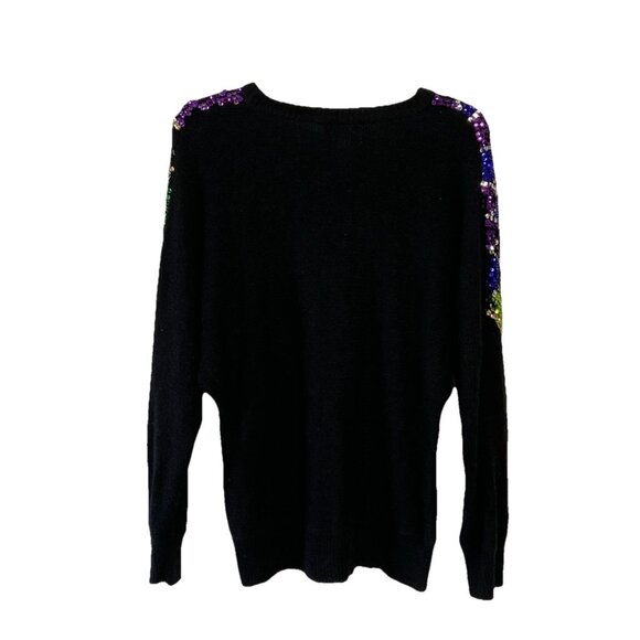 Vtg Marnie West Womens Sweater Size L Silk Angora Lambswool Sequin Abstract 80s - Picture 2 of 6
